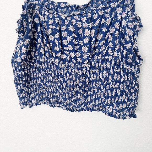 [American Eagle Outfitters] Blue Floral Ditsy Print Cropped Tank Top Sz Medium M - Picture 5 of 10